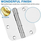 12 Pack Rounded Door Hinges 3.5 inch X 3-1/2" 5/8 Radius, Polished Chrome 3 ½ Inch Bright Sliver Interior Standard Hinge for Wood/French Style Clear Glass Doors Easy Install Hardware Accessories