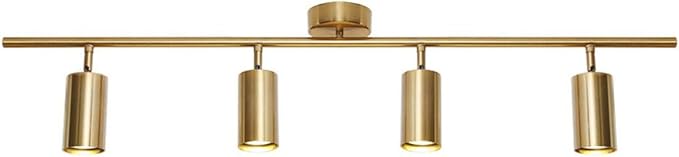 KCO Lighting 4-Light Flush Mount Track Lighting Fixtures Modern Kitchen Track Lights Brass Gold Ceiling Light Spotlight Mid Century Bar Spot Lights Indoor