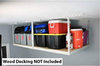 MonsterRax 4x8 Overhead Storage Rack Frame Kit - Hanging Storage Shelves, Ceiling Storage Rack System, Overhead Garage Organizers - (White, 12"-21")
