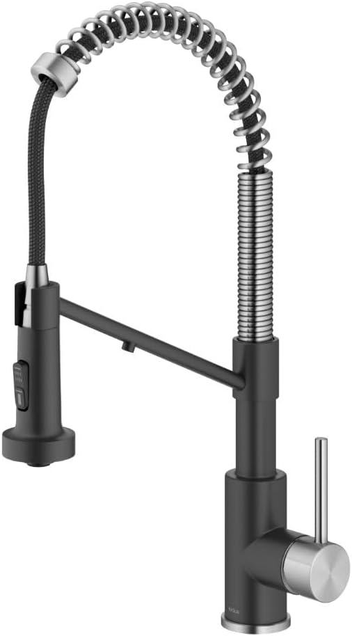 KRAUS Bolden 2-in-1 Commercial Style Pull Down Single Handle Water Filter Kitchen Faucet for Reverse Osmosis or Water Filtration System in Spot-Free Stainless Steel/Matte Black, KFF-1610SFSMB