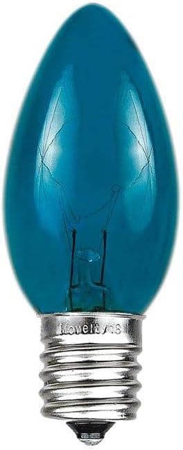 Novelty Lights 500 Case C7 Outdoor Christmas Replacement Bulbs, Teal, C7/E12 Candelabra Base, 5 Watt, 500 Bulbs