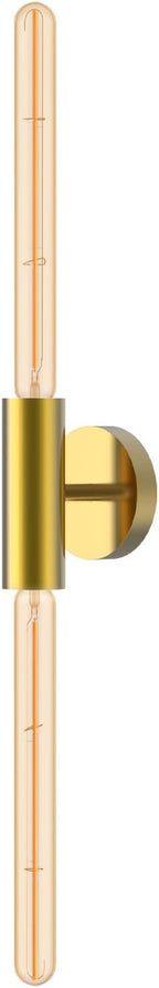 FLSNT 2 Light Modern Brushed Gold Wall Sconce with E26 Sockets, Includes 4W Dimmable Gold-Tinted T30 Bulbs, 2200K Warm Amber Glow, 90CRI, Steel Construction, Vintage Wall Light for Living Room