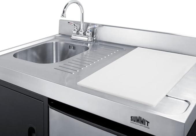 Summit 63" All-in-One Kitchenette with Gas Range, Refrigerator-Freezer, Sink, White - ACK63GASBSS