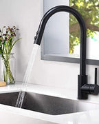 Hibbent Pull Out Sink Sprayer, 2 Function Kitchen Faucet Head, Bathroom Pull Down Spray Head with G1/2 or 13/16 Inch Male Connector, Matte Black