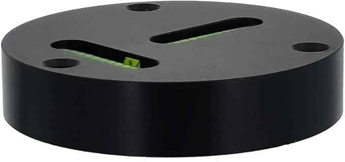 UMEI Universal Glass Level - Metal Round Horizontal Bubble T-Type Two-Way Level - Black - 60mm Diameter - 5' / 2mm Accuracy