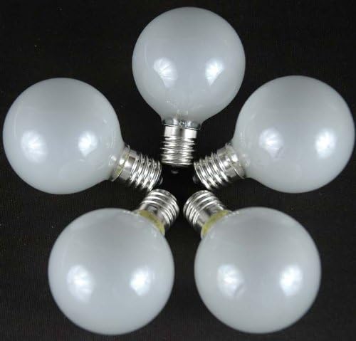 Novelty Lights Incandescent G50 Globe Replacement Bulbs - Outdoor Individual Bulbs for Events, Holiday Parties, Patios, and More - E17/C9 Intermediate Base, 7 Watt Lights (Frosted White, 25 Pack)
