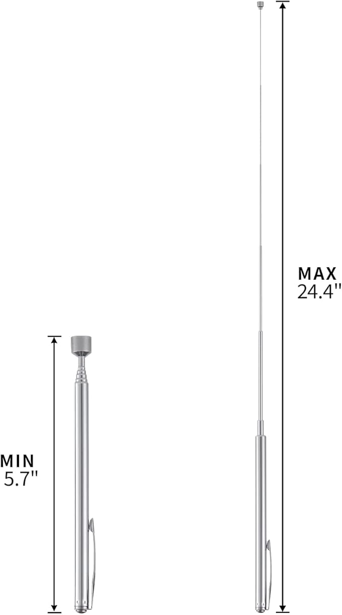 2 Pieces 5LBs Telescoping Magnetic Pickup Tool, with Pen Clip Design, Magnet Stick Rod Extendable 5.7" to 24.4" for Men, Birthday, Father's Day, Christmas Gift