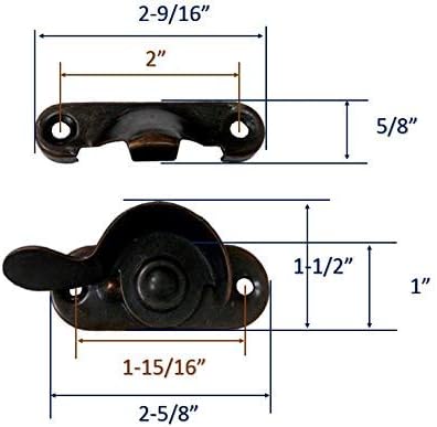 QCAA Steel Window Sash Lock, CTC 2", Antique Copper, 12 Pack