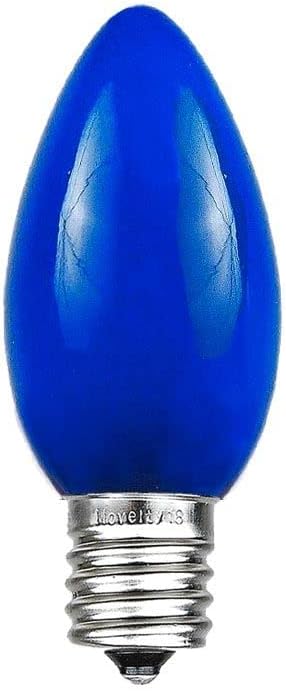 Novelty Lights Ceramic Christmas Replacement Bulbs - Outdoor Individual Bulbs for Events, Holiday Parties, Patios, and More - C7/E12 Candelabra Base, 5 Watt Lights (Blue, 25 Pack)