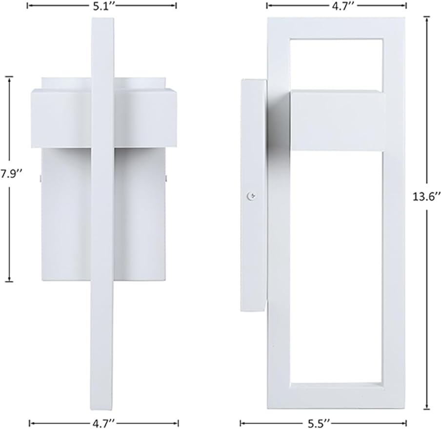 LamQee Outdoor Wall Lights Modern Exterior Lighting Fixtures, 3000K Integrated LED Outdoor Wall Sconce Lighting 2 Packs, Matte White Outside Wall Mount Lights for House Front Door Porch Garage Patio