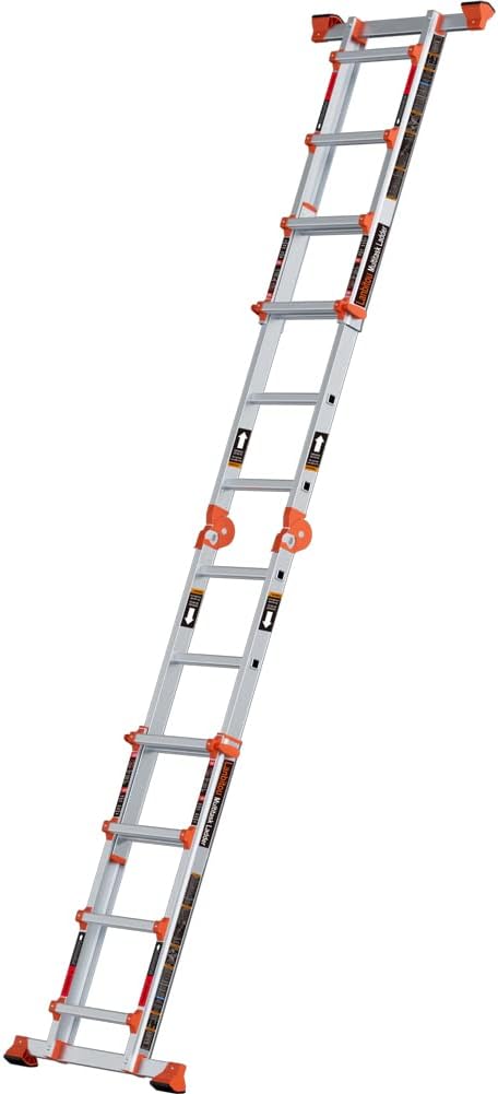 Ladder, A Frame 4 Step Ladder Extension, 14 FT Anti-Slip Multi Position & Storage Folding Ladder, 330 lbs Security Load Telescoping Aluminum Ladders for Stairs Home Indoor Outdoor Roof