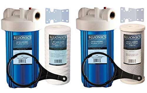 55W UV Ultraviolet Light Plus Sediment and Carbon Well Water Filter Purifier System for Rust, Iron, Sand, Dirt, Sediment Bad Taste/Odor.12 GPM UV System and 2 Heavy Duty Housings Size 4.5"x10"