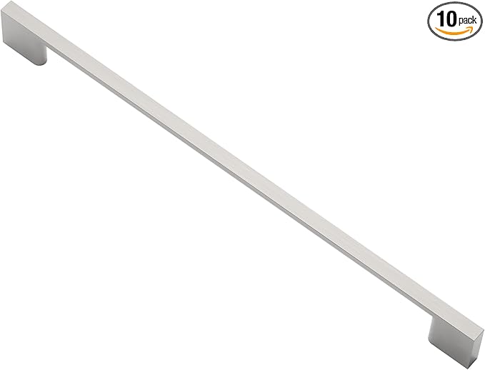 Alzassbg 10 Pack Brushed Satin Nickel Cabinet Pulls, 10 Inch(256mm) Hole Centers Rectangle Cabinet Handles Kitchen Pulls for Drawers and Cabinets AL3051SN