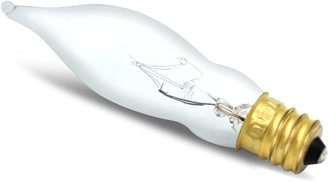 lumenivo 7.5 Watt Light Bulbs 120V/130V Bent Tip Candelabra, Flame Tip Chandelier Bulbs, Flame Shaped Light Bulbs Standard Base – Replacement Christmas Candle Tip Incandescent E12 Bulbs – 1 Pack