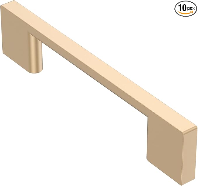 Alzassbg 10 Pack Champagne Copper Cabinet Pulls, 3-3/4 Inch(96mm) Hole Centers Rectangle Cabinet Handles Kitchen Pulls for Drawers and Cabinets AL3051SCG