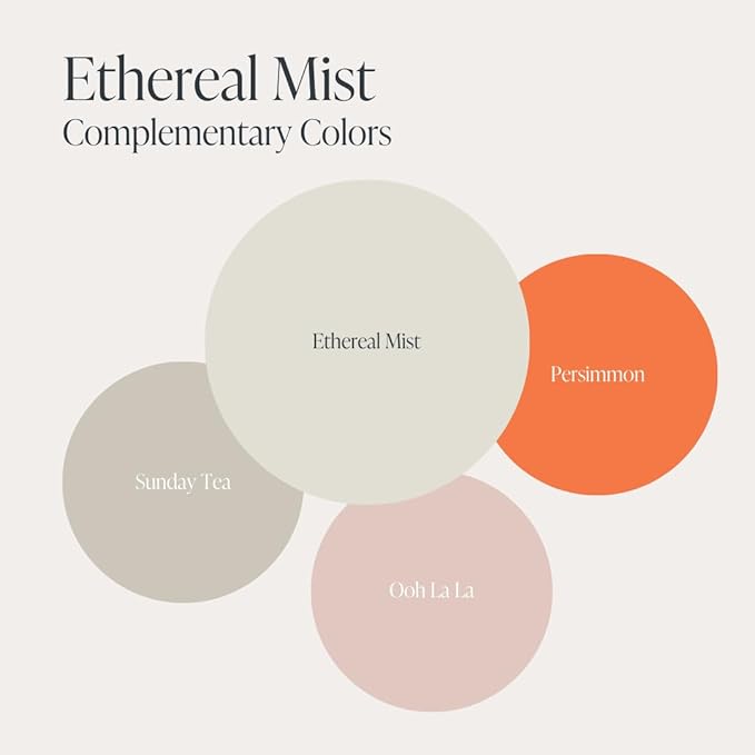 Country Chic All-in-One Chalk Paint for Furniture, Cabinets, Home Decor, Eco-Friendly, Matte Finish, Built-In Primer & Top Coat for Wood, Metal - Ethereal Mist (Light Grey) - Pint 16 oz (475 ml)