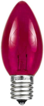 Novelty Lights Christmas Replacement Bulbs - Outdoor Individual Bulbs for Events, Holiday Parties, Patios, and More - C7/E12 Candelabra Base, 5 Watt Lights (Pink, 25 Pack)