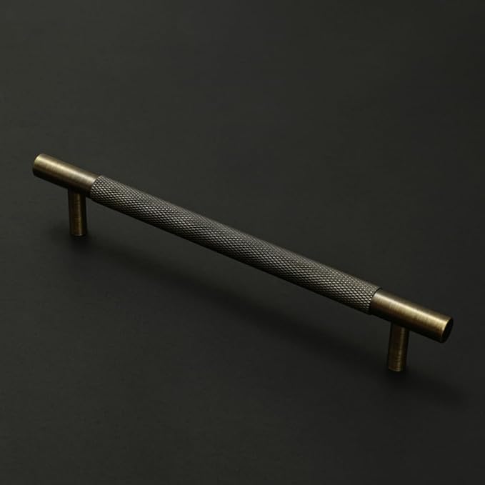 Solid Brass Cabinet Pulls, Knurled Cabinet Pull, Antique Brass Drawer Handles for Bathroom, Bedroom, Kitchen (2, 7.87inch/200mm)