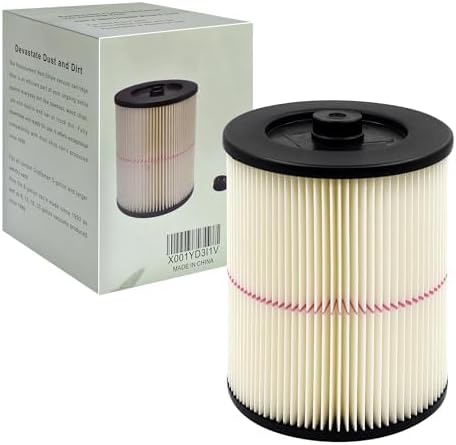 17816 9-17816 Red Stripe Vacuum Cartridge Filter Compatible Craftsman Shop Vac Wet/Dry Vacuum Models 5, 6, 8, 12, and 16 32 Gal. Vacuums produced since 1988 8.5 Inches- White/Red
