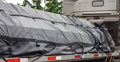 Mytee Products 20' x 27' Flatbed Truck 18 Oz Lumber Tarp with 6 FT Drop - Black Heavy Duty Vinyl Waterproof Tarp for Trailers to Protect Cargo from Wind, Rain, Snow and Sun