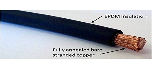 4 Gauge 4 AWG 5 Feet Black Welding Battery Pure Copper Flexible Cable + 10pcs of 3/8" Tinned Copper Cable Lug Terminal Connectors + 3 Feet Black Heat Shrink Tubing