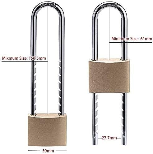 Solid Brass Outdoor Padlocks, 2 inch Wide Body, 4 Pack Keyed Alike Locks with Removable Adjustable-Length Shackle