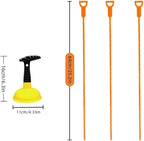Sink Plunger with 3 Drain Clog Remover Tools – Compact Manual Plunger and Flexible Drain Snakes for Unclogging Bathroom, Kitchen, and Shower Drains