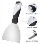 Mister Rui 4 Inch Small Metal Putty Knife Scraper Tool for Wood, Stainless Steel Paint Scraper with Hammer End