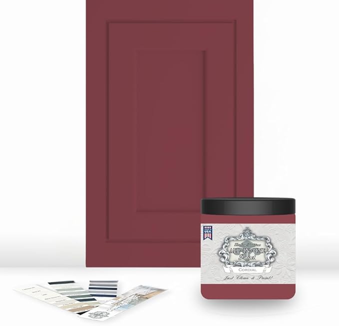 ALL-IN-ONE Paint, Durable cabinet and furniture paint. Built in primer and top coat, no sanding needed. Includes our 30 featured color card - Cordial, 8oz Sample