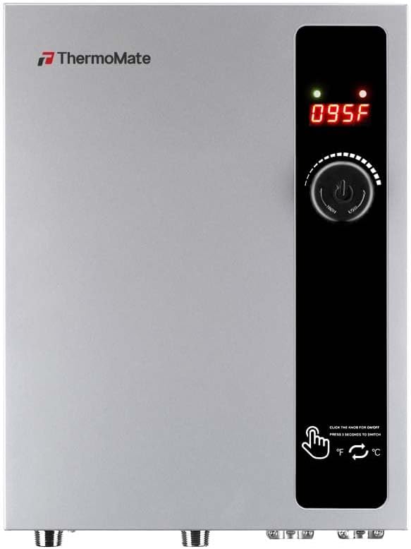 Tankless Water Heater Electric 27kW at 240 Volt, ThermoMate On Demand Instant Hot Water Heater Up to 6.4GMP, Self-Modulating Energy Saving for Residential Indoor Shower, Draw 114Amp