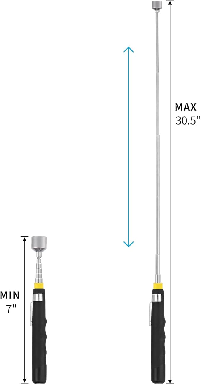 1 Piece 10LBs Telescoping Magnetic Pickup Tool, Magnet Stick Rod Extendable 7" to 30.5" for Men, Birthday, Father's Day, Christmas Gift