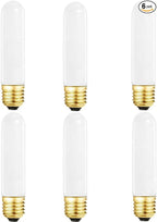 SCOMX 25 Watt T10 Frost Tubular Incandescent Light Bulb, Showcase Lamp, 2700K Soft White, E26 Medium Base, 280 Lumens, 120V (6)