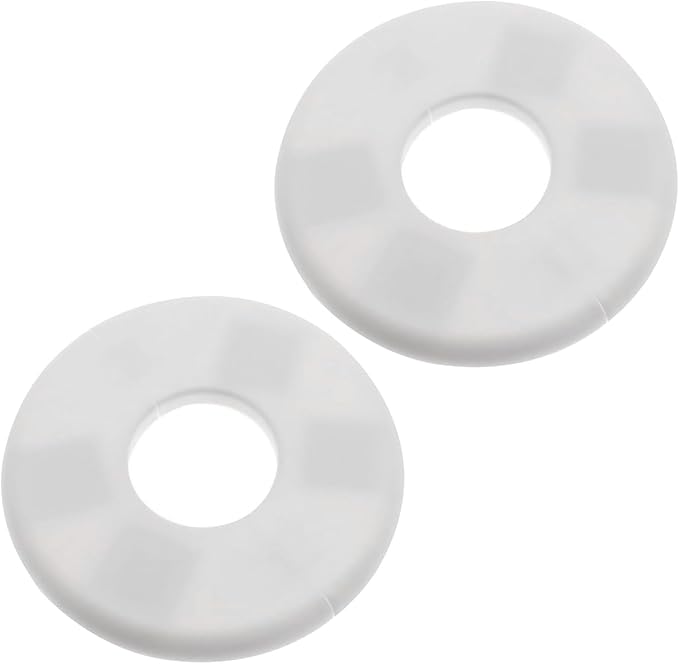 2 Pack Wall Split Flange ABS Round Escutcheon Plate for 1-1/3"/ 33mm Diameter Pipe Faucet Decoration Accessories (White)