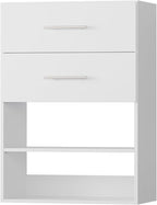 ROOMTEC 19.5" 2 Drawer Short Tower Closet Unit, Modular Closet System with Drawers and Shelf, Wardrobe Organizer for Bedroom or Walk-in Closet, Wall Mounted, Customizable Clothes Storage Unit, White