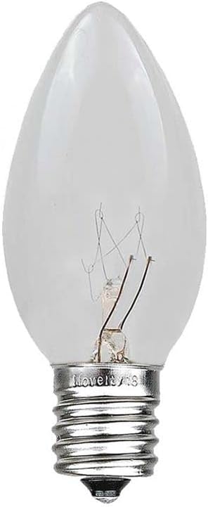 Novelty Lights 5 Pack C9 Outdoor Christmas Replacement Bulbs, Clear, E17/C9 Intermediate Base, 7 Watt