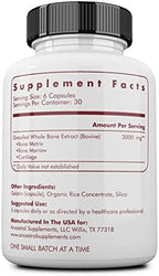 Ancestral Supplements Grass Fed Beef Bone and Marrow Supplement, 3000mg, Skin, Oral Health, and Joint Support Supplement, Promotes Whole-Body Wellness, Non GMO Whole Bone Extract, 180 Capsules