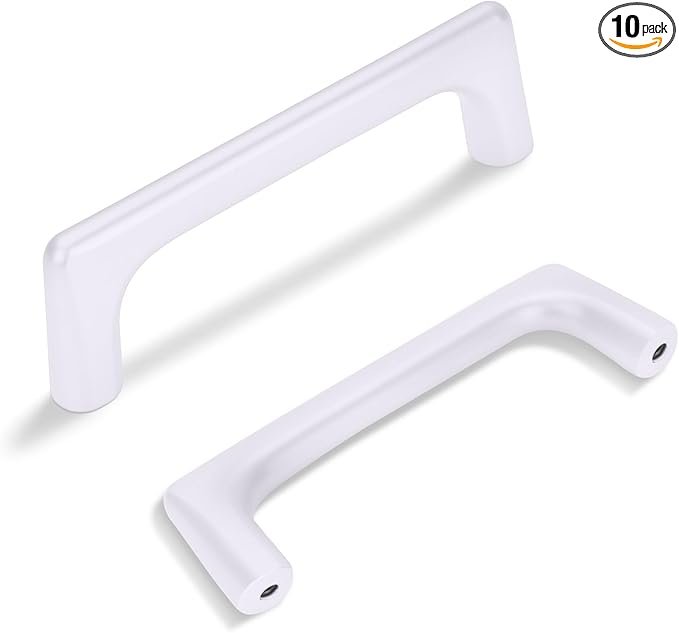 10 Pack 3.75 Inch(96mm) Hole Center Modern Matte White Cabinet Pull Handle Timeless Vanity Drawer Pull Handle Classic Cabinet Hardware for Kitchen Dresser Bathroom, Screws Included, M-White(3.75x10)
