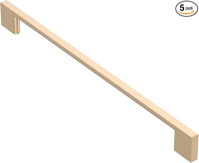 Alzassbg 5 Pack Champagne Copper Cabinet Pulls, 10 Inch(256mm) Hole Centers Rectangle Cabinet Handles Kitchen Pulls for Drawers and Cabinets AL3051SCG