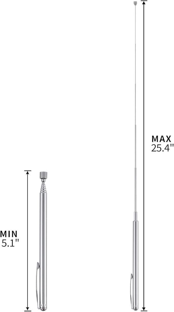 1 Piece 3.5LBs Telescoping Magnetic Pickup Tool, with Pen Clip Design, Magnet Stick Rod Extendable 5.1" to 25.4" for Men, Birthday, Father's Day, Christmas Gift