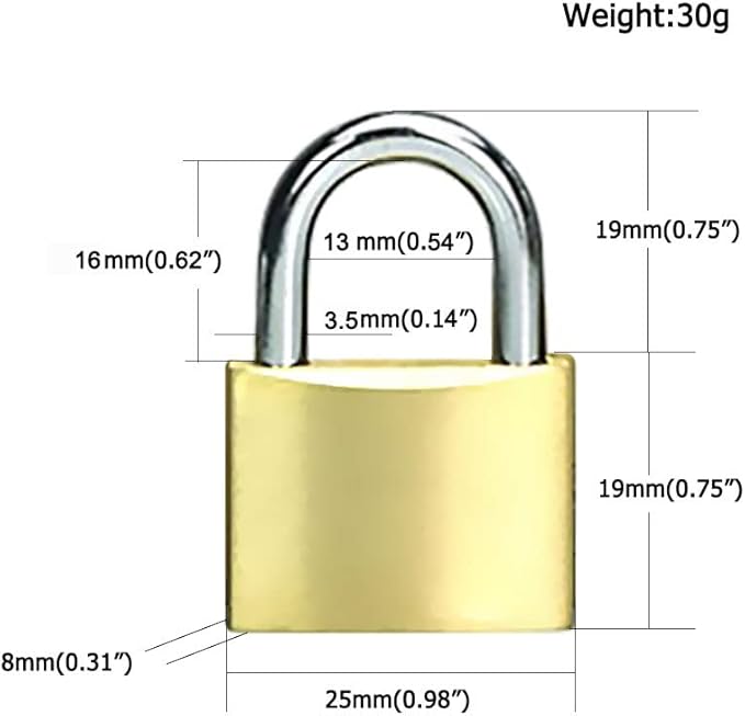 Solid Brass Same Keyed Padlock keyed Alike Locks of 12 Pack, Solid Lock with (25mm) Wide Lock Body, Keyed Padlocks for Toolbox, Luggage,School lockers, Backpacks