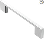 Alzassbg 10 Pack Polished Chrome Cabinet Pulls, 5 Inch(128mm) Hole Centers Rectangle Kitchen Cabinet Handles for Cabinets AL3051CP