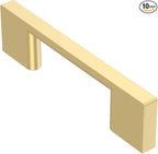 Alzassbg 10 Pack Matt Gold Cabinet Pulls, 3 Inch(76mm) Hole Centers Rectangle Cabinet Handles Kitchen Pulls for Cabinets AL3051MGP