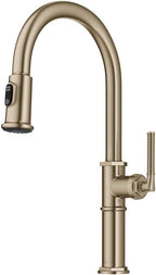 KRAUS Allyn Traditional Industrial Pull-Down Single Handle Kitchen Faucet in Brushed Gold, KPF- 4100BG