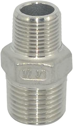 1/2" x 3/8" Male Threaded Reducing Nipple Fitting/Adapter,Stainless Steel SS304 NPT Pipe Hex Reducer