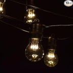 Hometown Evolution, Inc. E26 Commercial String Lights with 16 Gauge Wire (24 Foot 12 Socket, A15 LED 9 Diode 1 Watt Bulbs)