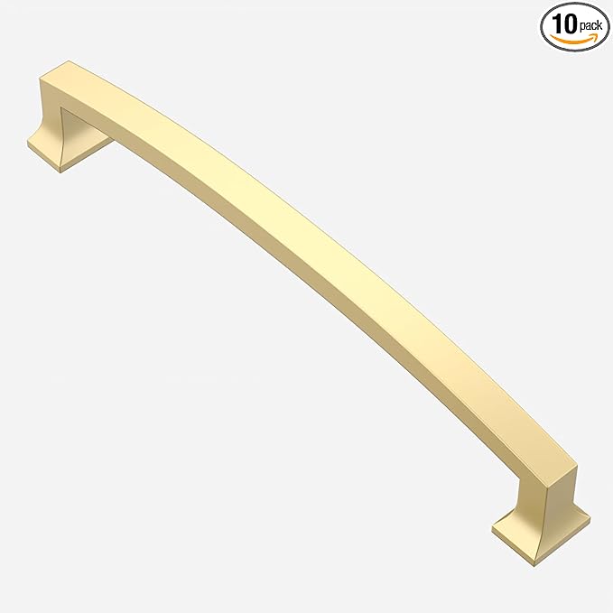 Asidrama 10 Pack 7 Inch(177mm) Brushed Gold Kitchen Cabinet Handles, Cabinet Pulls Kitchen Cabinet Hardware for Cupboard Drawer Pulls