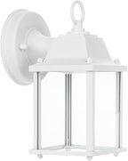 LIT-PaTH Outdoor LED Wall Lantern, Wall Sconce as Porch Light, 9.5W 800 Lumen, Aluminum Housing Plus Glass, 5000k-Matte White Finish, 2-Pack