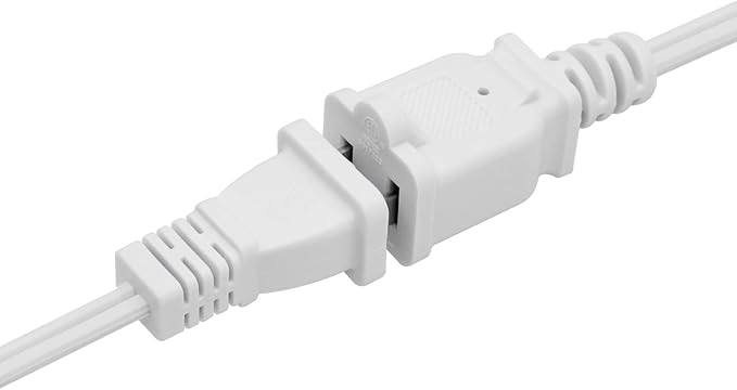 Short Extension Cord 1 FT,2 Prong White, Mini Extension Cord US Male/Female Power Cable UL Listed Perfect for Home, Office or Christmas Lights 2 Pack