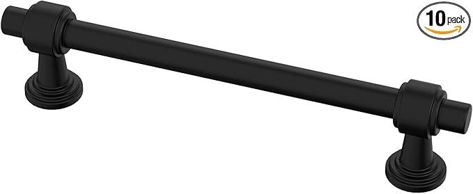 Alzassbg 10 Pack Matt Black Cabinet Pulls, 5 Inch(128mm) Hole Centers Cabinet Handles Kitchen Hardware Straight Bar for Cabinets and Drawer AL3505MB