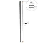 60 Pack Deck Balusters with End Caps&Screws 26 inch Rectangle Staircase Baluster Upgraded Metal Railing Spindles Kit for Decks,Porch